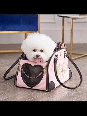 Juicy couture pink Pet Carrier Bag with Heart Mesh Window